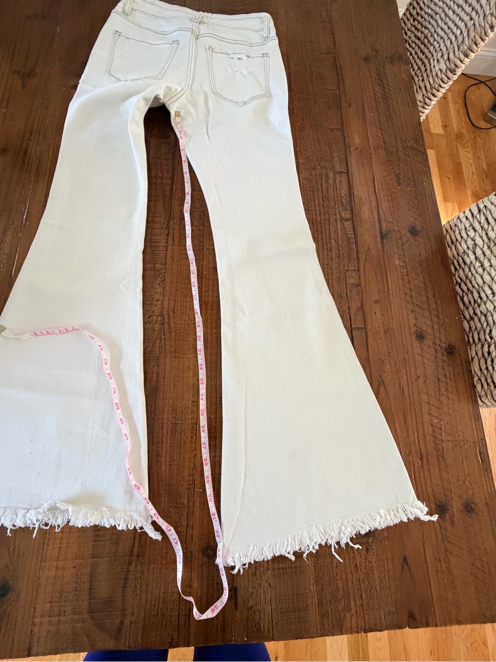 White vervet high rise Flared Women's Jeans Distressed 28 - Picture 9 of 11
